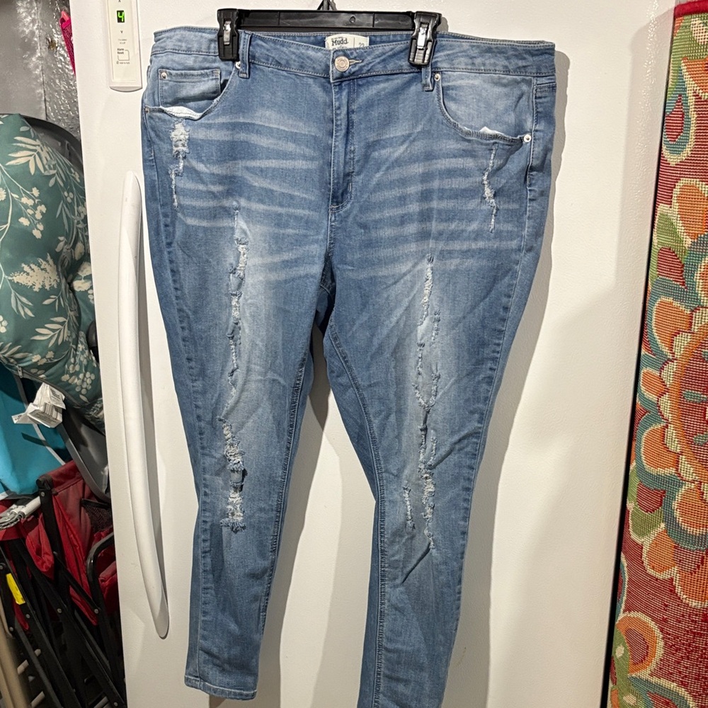 Mudd Women's Light Blue Distressed Skinny Jeans